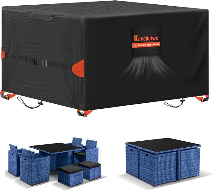 Kovshuiwe Outdoor Table Cover Square, 32 inch Square Patio Table Cover, Waterproof Cover Outdoor Patio Furniture Cover - 32'' x 32'' x 28'' Inch(Black)