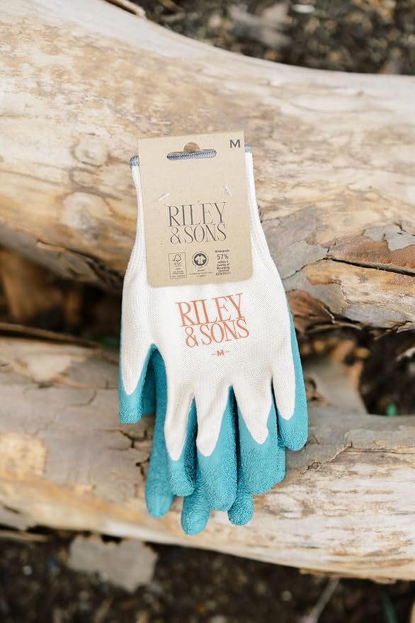 RILEY & SONS Eco-Friendly Garden Gloves - Biodegradable, GOTS Certified Organic Cotton, FSC Certified Rubber, Unisex Sizing
