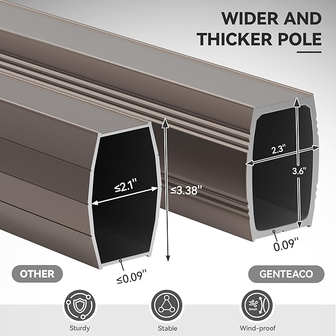 GENTEACO 10X10 FT Cantilever Umbrella, Large Offset Patio Umbrella with Double Top, 6 Angle Tilts & 360° Rotation, Large Square Sun Umbrellas for Outdoor Patio Pool Deck Market, Black