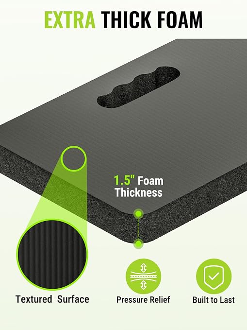 WORKPRO Extra Thick Kneeling Pad, 2 Pack, 17.5 x 11 x 1.5 in, Black | Soft NBR Foam Cushioning for Knee, Large Foam Kneeler Mat, For Gardening, Bathing Baby, Exercise, Workout Supplies