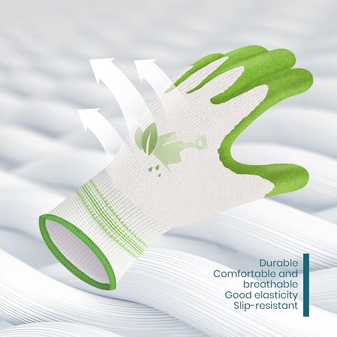 Velway 2 Pairs Gardening Gloves - Breathable Rubber Coated Women's Garden Work Gloves - Purple & Green Medium