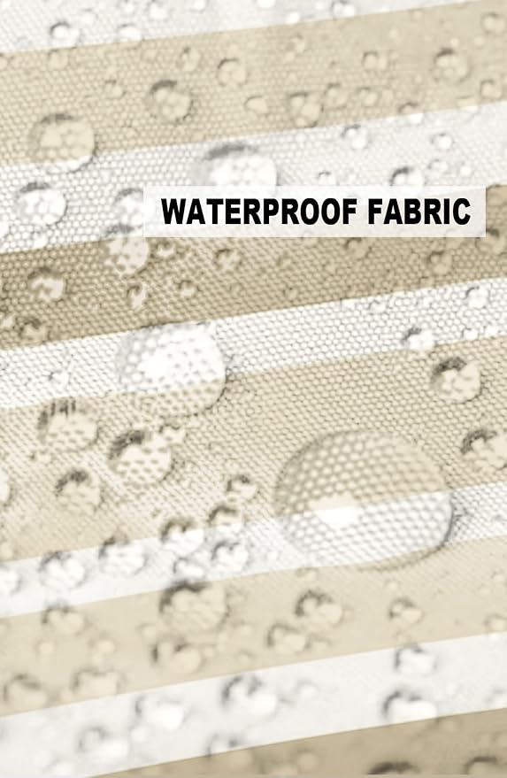 Outdoor Waterproof Pillow Covers for Patio Beige Stripe Farmhouse Decorative Throw Pillow Cover Beige White Stripe Pillowcases Set of 2 Cushion Case for Sofa Couch Chair Home Decor 20 x 12 Inches