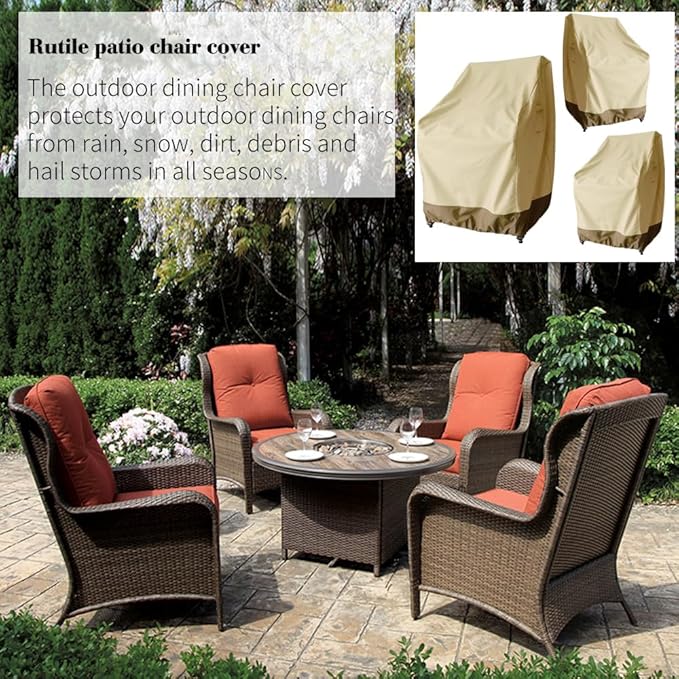 Rutile Patio Chair Cover Outdoor Furniture Covers Waterproof Fits up to 26W x 28D x37.5H inches, Outdoor Patio Rocking Swivel Chair Covers, 2Pack