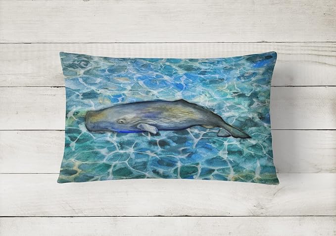Caroline's Treasures BB5338PW1216 Sperm Whale Cachalot Canvas Fabric Decorative Pillow Machine Washable, Indoor Outdoor Decorative Pillow for Couch, Bed or Patio, 12HX16W