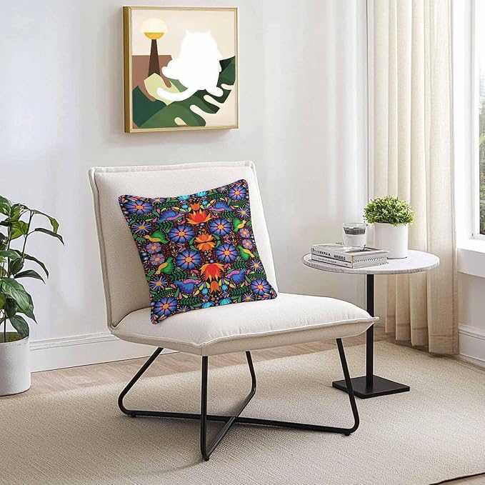 Outdoor Waterproof Throw Pillow Covers Set of 2 Colorful Mexican Floral Pillowcases 20x20 Inches Bird Rustic Assorted Flower Decorative Pillows Cushion Case Patio Pillows for Couch Bed Chair Garden