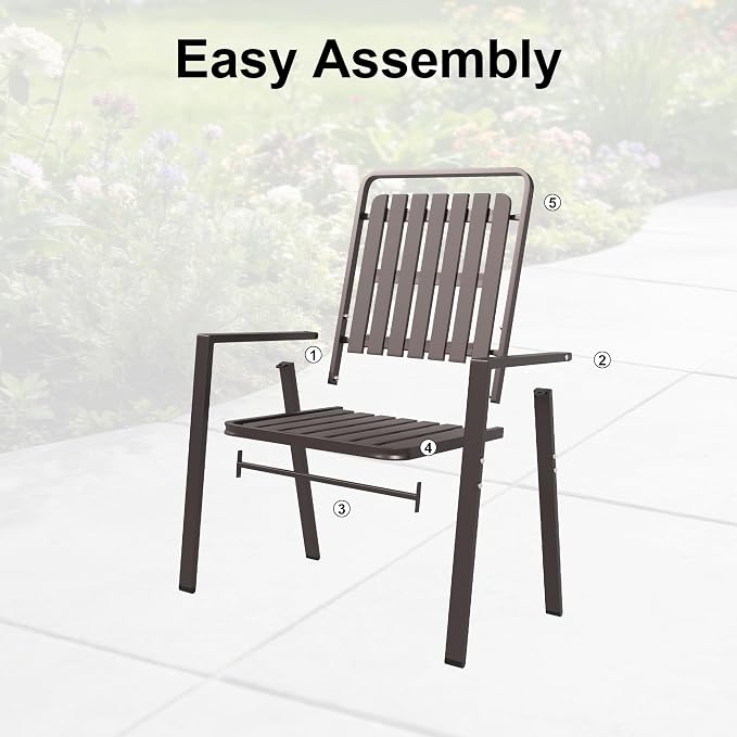 Outdoor Dining Set for 4, Patio Table and Chairs Set with 1.97'' Umbrella Hole, 5pcs Patio Furniture Set 37.8”x37.8” Black Dining Table Set for Porch Deck Backyard Pool