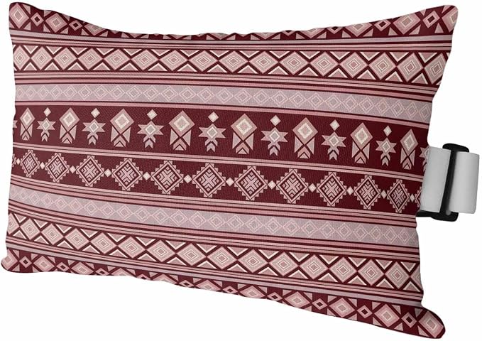 Outdoor Lumbar Pillow Set of 1, Red Boho Striped Waterproof Beach Headrest Pillow with Inserts, Southwestern Ethnic Tribe Vintage Recliner Throw Pillows for Patio Furniture, 11 x 16