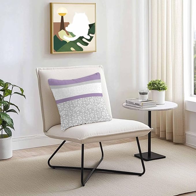 Purple Grey Stripe Stitching Outdoor Pillow Covers 16x16in Pack of 2 Waterproof Pillowcase Rustic Pastoral Flwoer Decorative Throw Cushion Case for Patio Couch Sofa