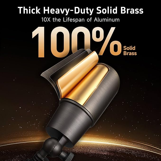 Gardenreet LED Spot Light Outdoor - Die-Cast Brass 12V Uplighting Waterproof, Low Voltage Landscape Lights Metal, Bronze for Fence Fountain Without MR16 Bulbs (12 Pack)