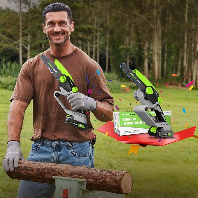 6-Inch Mini Chainsaw Powerful 21V Brushless Electric Chain Saw for Wood Cutting Tree Trimming - Ideal Gifts for Men, Dad, Husband, DIY Lovers - Includes Suitcase & 2 Chains