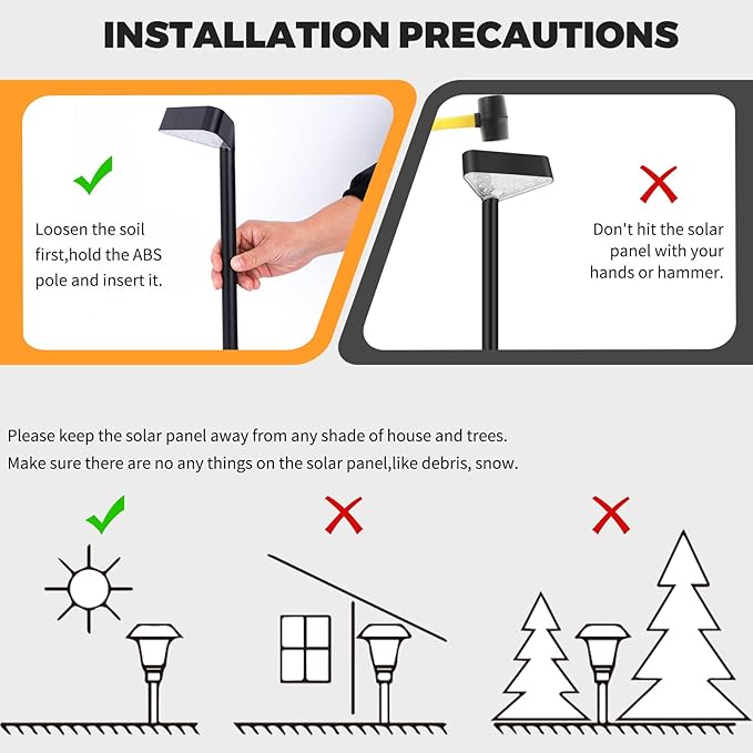 8 Pack Solar Pathway Lights Outdoor, Bright LED Solar Landscape Lights, Waterproof Solar Garden Lights for Yard, Patio, Walkway, Lawn, Driveway(Warm White, 8 Pack)
