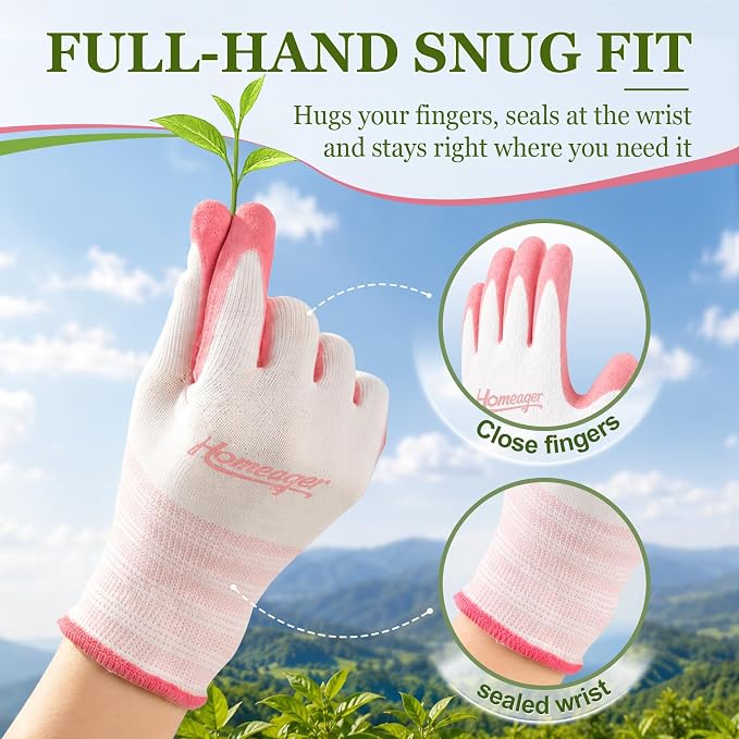 Womens Garden Gloves, Small Work Gloves With Grip, Breathable Yard Gloves | Durable Yard Work Gloves, Rubber-Coated Landscaping Gloves for Weeding, Planting, Lawn Care, Outdoor Work and Warehouse Tasks