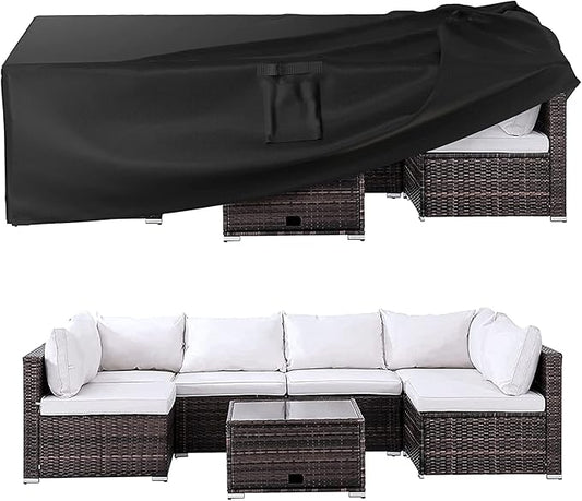 Ruimoy Patio Furniture Covers, Outdoor Furniture Cover Waterproof, General Purpose, Outside Table and Chair Covers, Heavy Duty 600D (128 Inch L x 82 Inch W x 28 Inch H)