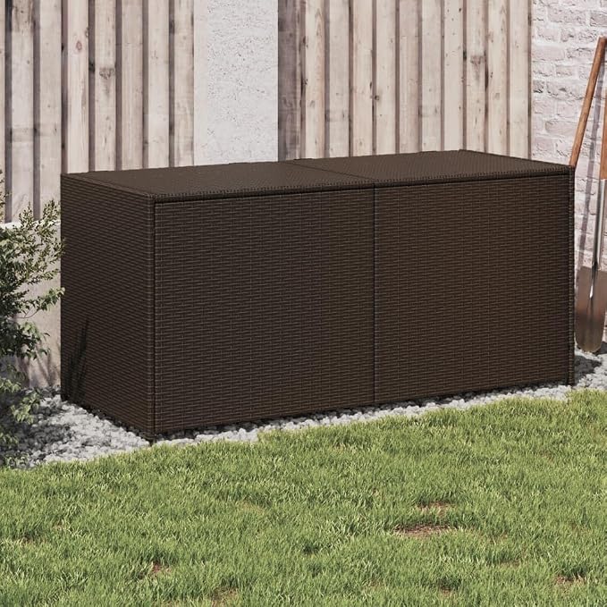 283 L Large Outdoor Storage Box Brown PE Rattan Deck Box Weather-Resistant Patio Storage for Cushions Garden Tools 19.7x47.2x22 in