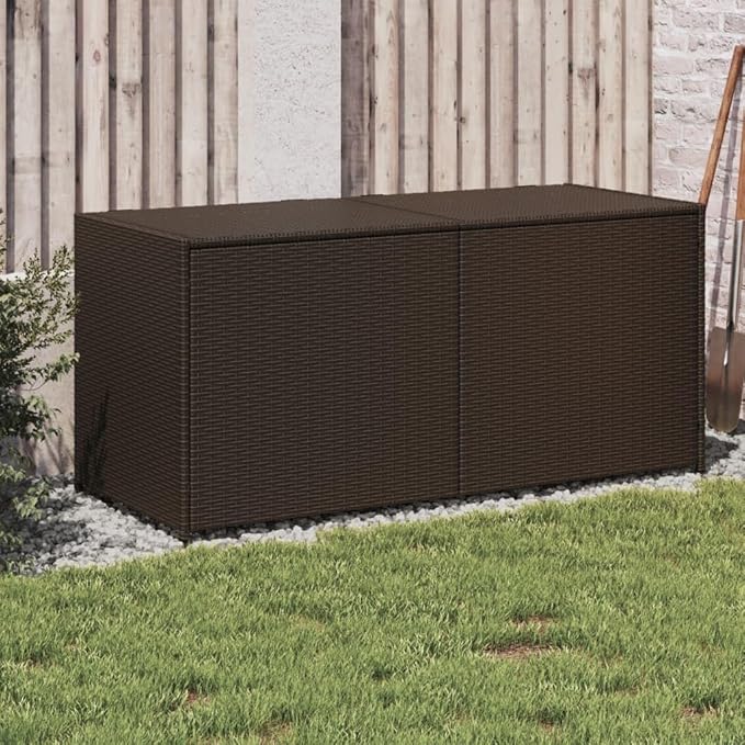 19.7×47.2×22 in PE Rattan Deck Box 283 L Cushions Garden Tools Patio Storage Water-Bag Weather-Resistant
