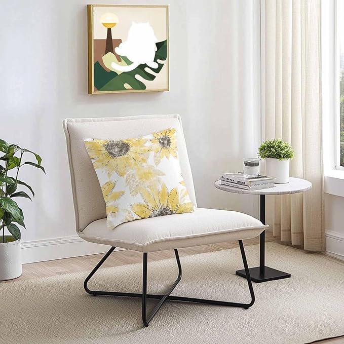 Vandarllin Outdoor Throw Pillows Covers 16x16 inch Set of 2 Waterproof Yellow Sunflower Decorative Zippered Cushion Covers for Patio Furniture, Flower Field Lumbar Pillowcases