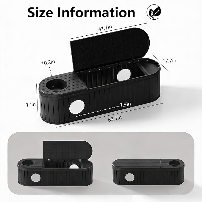 DRATO Outdoor Storage Box, Resin Deck Storage Box Waterproof Patio Storage Box for Indoor & Outdoor Use，Black