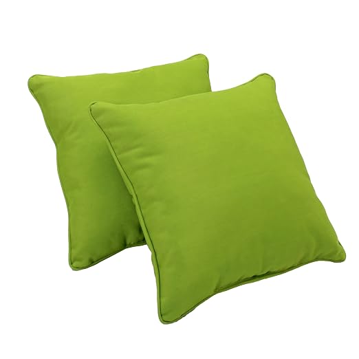 Factory Direct Partners Presidio 15" x 15" Square Decorative Throw Pillow Set with Piping for Indoor/Outdoor Furniture UV, Fade, Weather-Resistant Olefin Fabric (2-Pack) - Lime Green, 13809-LM