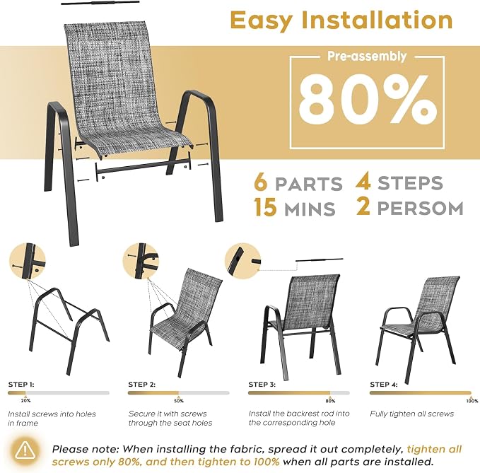 Outdoor Patio Dining Set for 4, 5 Pieces Patio Table and Chairs Set with Umbrella Hole, 41"x 41" Round Metal Wood-Grain Dining Table Set with 4 Stackable Patio Chairs for Deck , Backyard, Porch