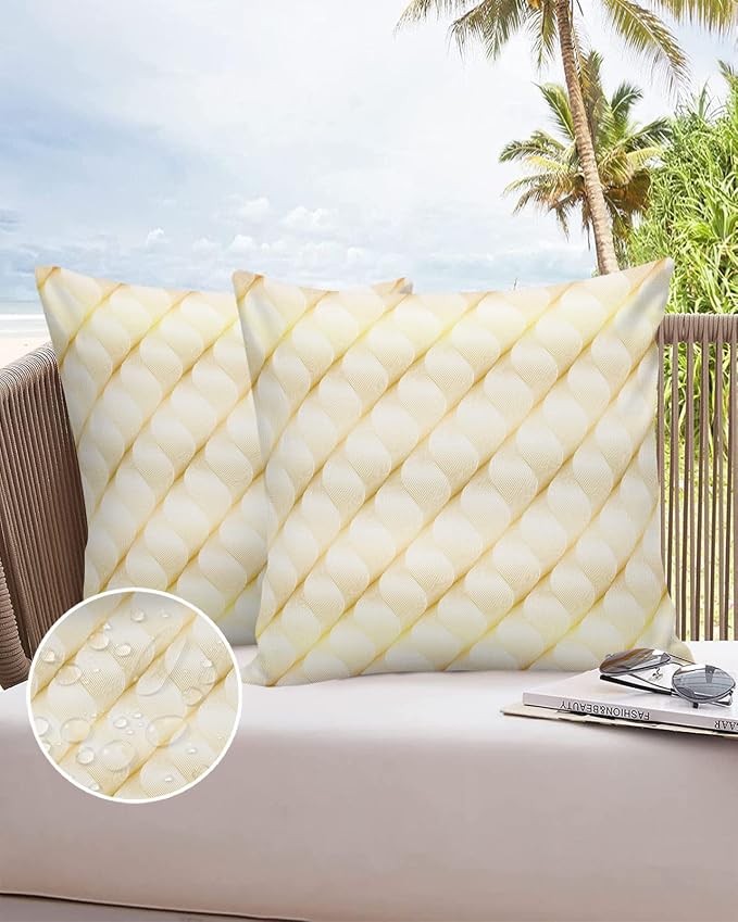 Prime Leader Outdoor Waterproof Pillow Covers Set of 2, Retro Gradient Yellow Abstract Geometric Patio Throw Pillow Covers, Decorative Cushion Case for Couch Sofa Furniture Garden, 26x26 Inch