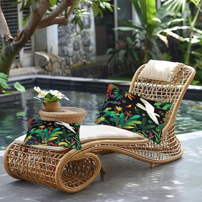 Outdoor Pillows Waterproof Set of 2 Outdoor Pillow Covers 16x24 Inch, Dark Throw Pillows Bird Pillow Covers, Summer Garden Decorative Pillows Outdoor Pillows for Patio Furniture Car Home Decor -hs248