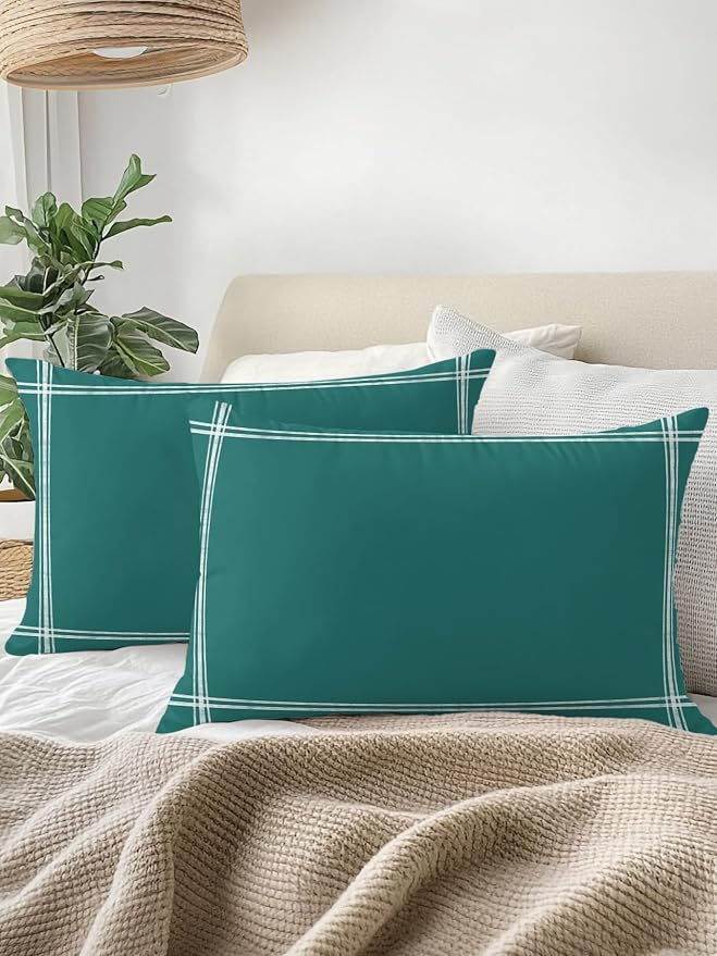 Waterproof Outdoor Pillow 1 Pack Solid Color Decorative Throw Pillows Cover & Insert 20x12 Inch Lumbar Pillowcase Dark Green Vintage Pillows for Couch Sofa Bed Patio Furniture Indoor Outdoor