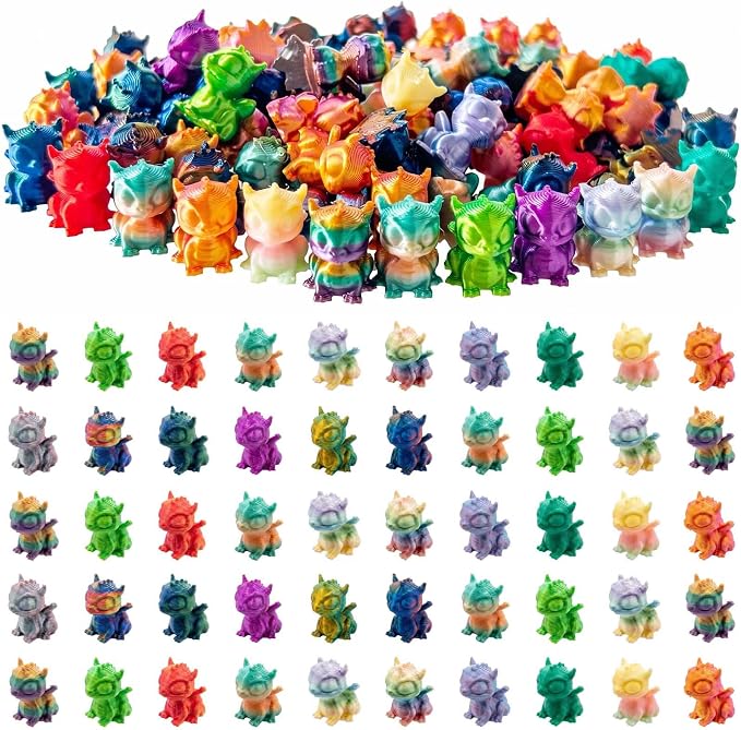 3D Printed Mini Flying Dragons 100 Pack, Color-Shifting Gradient Miniature Dragon Figurines to Hide, Tiny Animals Small Little Dragons for Fairy Garden, Micro Landscape & DIY Décor