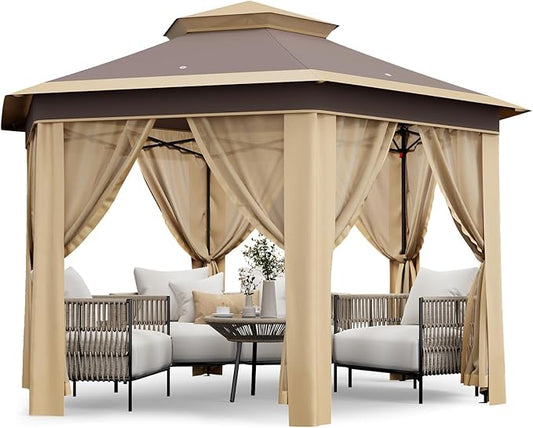 Pop Up Canopy Tent 13x13 Ft Instant Gazebo with Mosquito Netting Enclosure, Adjustable Outdoor Gazebo for Patio, Garden & Backyard Use with UV Protection & 3 Heights