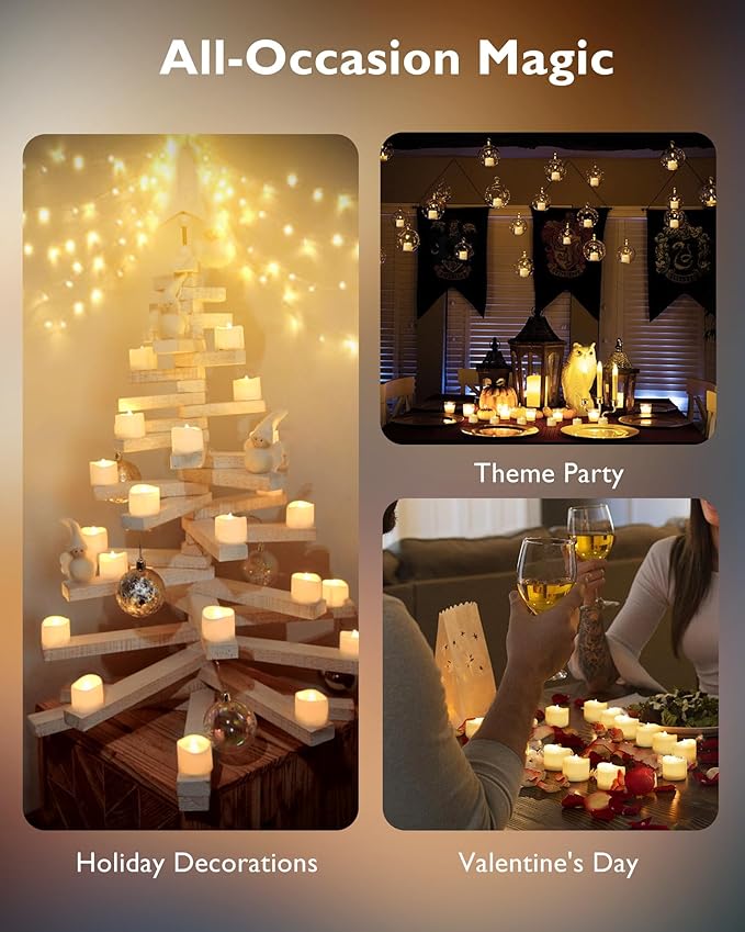 Homemory Timer Tea Lights Candles Battery Operated, 6H Timer Built-in, Auto On Daily, Flameless LED Tealight Votives for Table Centerpieces, Lantern, Holiday Decor, Warm Lamp, No Remote, 12-Pack