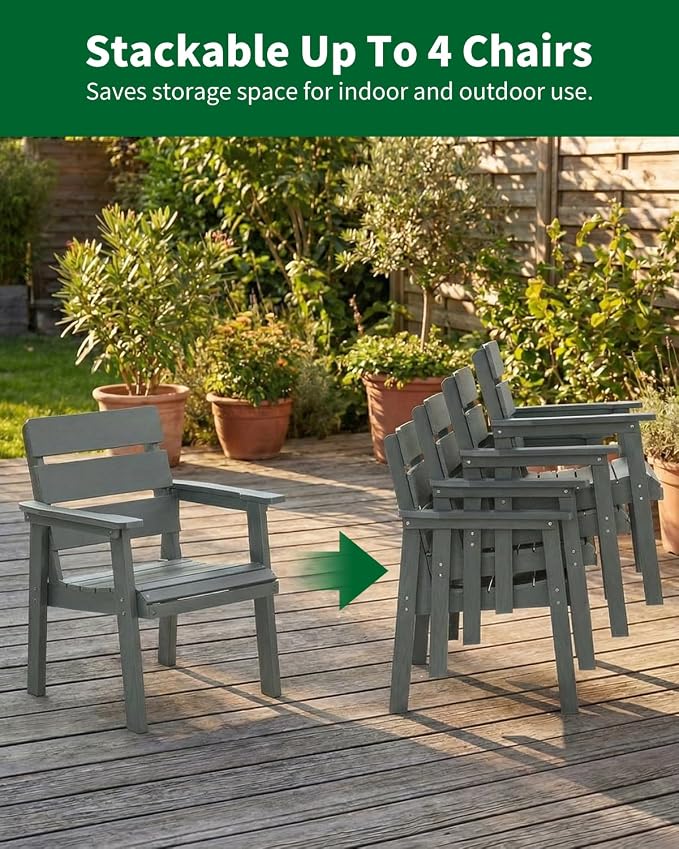 5-Piece Outdoor Dining Set, All-Weather HIPS Patio Table & Chairs for 4, Outdoor Furniture with Umbrella Hole, Ideal for Garden, Poolside, Backyard, Deck, Dark Gray