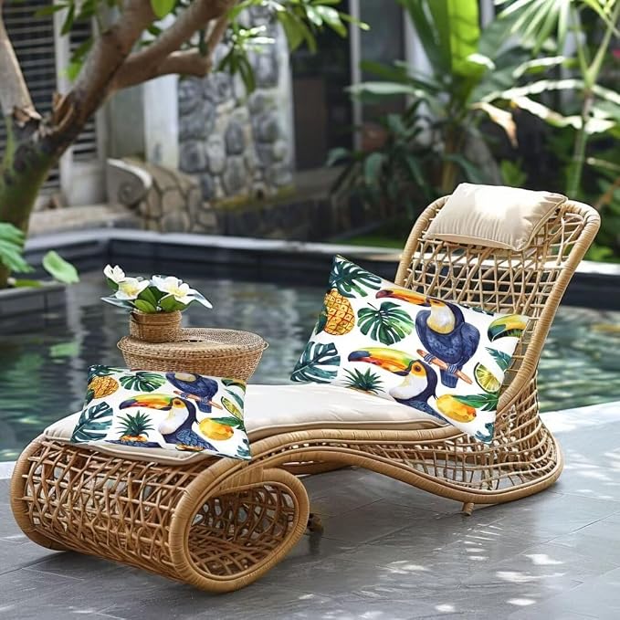 Outdoor Pillows Waterproof Set of 2 Outdoor Pillow Covers 16x24 Inch, Parrot Throw Pillows Plant Pillow Covers, Summer Garden Decorative Pillows Outdoor Pillows for Patio Furniture Car Home Decor-hs33