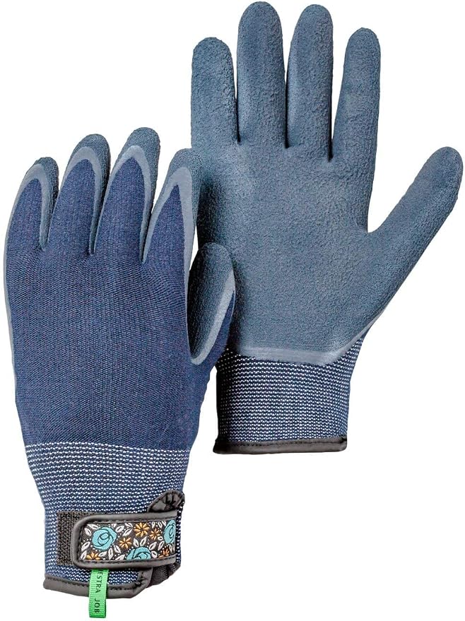 Hestra Job Garden Latex Protective Gardening Gloves | Close-Fitting Sustainable Yarn Gloves for Planting, Weeding and Gardening - Indigo - 7
