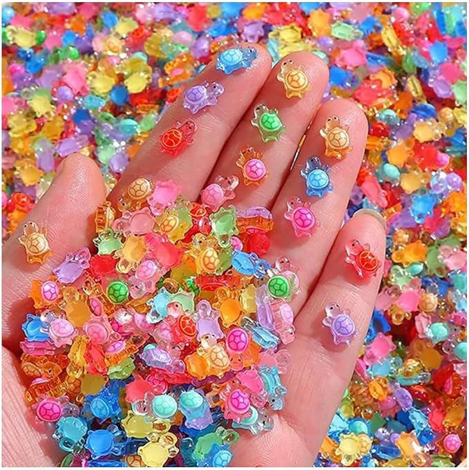 250Pcs Mini Resin Animals Turtles,Tiny Figures Turtle Bulk, Luminous Mini Animals Figurines Glow in The Dark Small Plastic Miniature Turtles Miniature Things Figurines to Hide