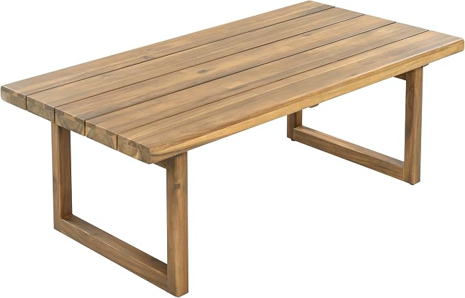 Merax Outdoor Acacia Wood 7-Seater Sectional Sofa Set with Cushions, Wood Patio Modular Lounge with Corner & 1 Table & 2 Club Chairs for Balcony, Porch, Garden, Beige + Light Brown