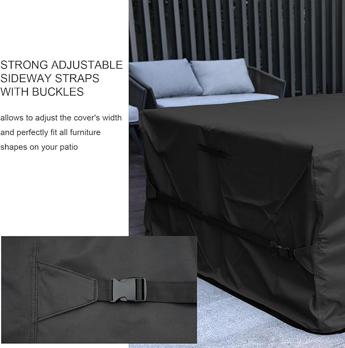 Patio Furniture Set Cover Rectangular Heavy Duty 600D Waterproof Outdoor Sectional Sofa Couch Cover Large Outside Dining Table and Chairs Covers Patio Conversation Set Cover Black 76 x 54 x 28.5 Inch