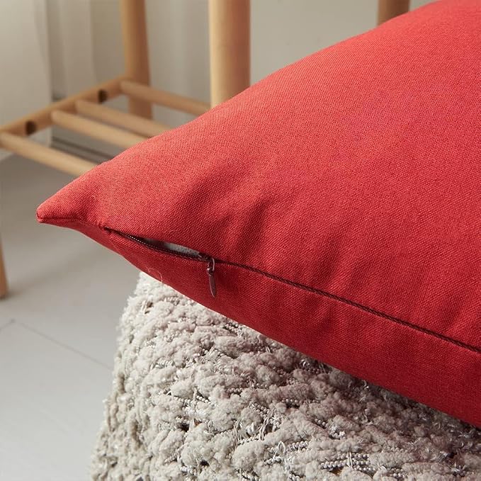 WEMEON Outdoor Waterproof Pillow Covers18x18in Set of 4, Solid Color Pillows Decorative Square Patio Furniture Pillows for Couch Patio Balcony Tent Garden(Orange/Teal) (16“x16”, red/Green)