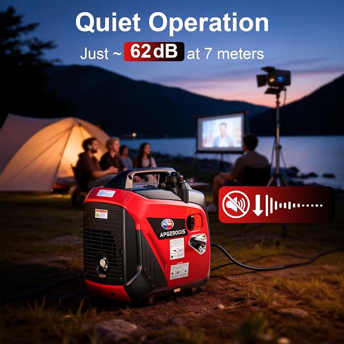 2000W Portable Inverter Generator for Home Use, Quiet Small Generator for Camping Outdoor, EPA Power Station with Fuel Shut Off and CO Minder, ECO Mode