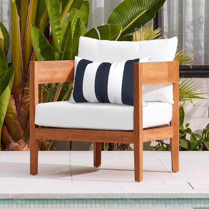 DYTXIII Pack of 2 Waterproof Outdoor Lumbar Pillow with Inserts, 12x20 in Rectangle Decorative Patio Throw Pillow for Home, Sofa,Bench and Patio Furniture, Cabana Navy