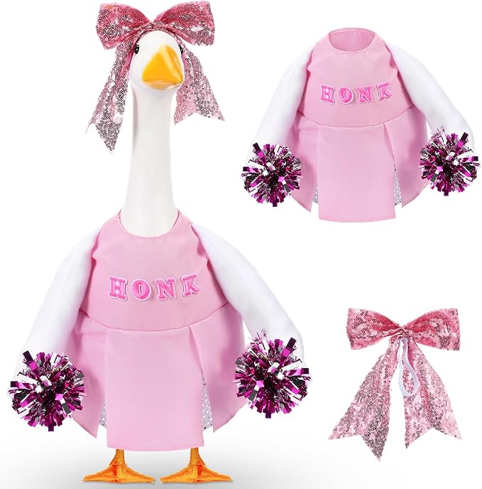 2 Pcs Cheerleader Porch Goose Outfit Clothes Cheerleading for 23" Goose Costume Garden Yard Outdoor Decorations