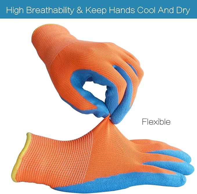 Toddlers Sized Gardening Gloves, 3 Pairs Non-Slip Kids Garden Gloves, Little Childrens Latex Coated Yard Work Gloves (Size 2 (Age 2-4 Year Old))