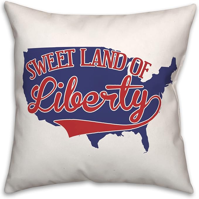 Sweet Land of Liberty Indoor/Outdoor Pillow | Decorative Pillows for Living Room Couch Bed Sofa Patio, Fluffy Soft Cushion | Water Resistant Blue, 18x18