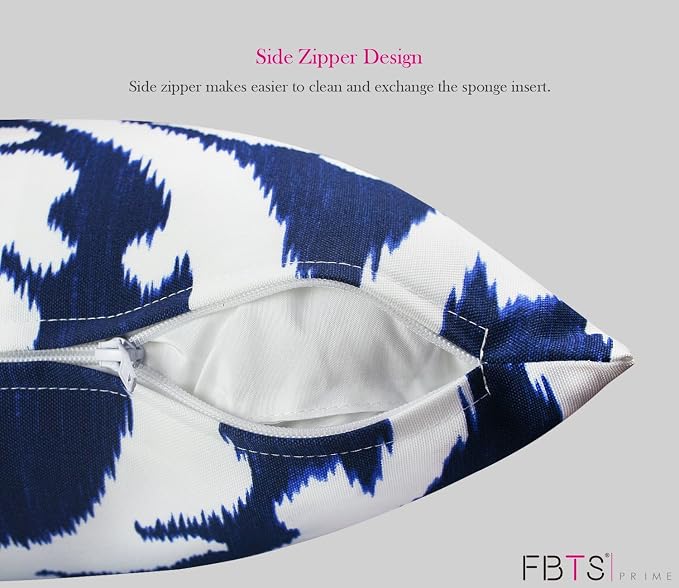 Pack of 2 Outdoor Waterproof Decorative Throw Pillows with Inserts for Patio Furniture, 18x18 Inch Square Fade Resistant Patio Garden Cushions for Couch Bed Sofa, Paisley Navy