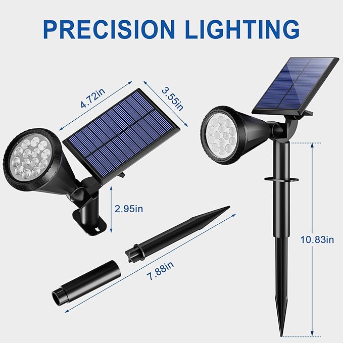 WELALO Solar Spot Lights Outdoor Waterproof IP65, 6 Pack 4 Lighting Modes Solar Powered Landscape Spotlights with Auto On/Off, Solar Garden Christmas Yard Pathway Wall Lights for Outside, Warm White