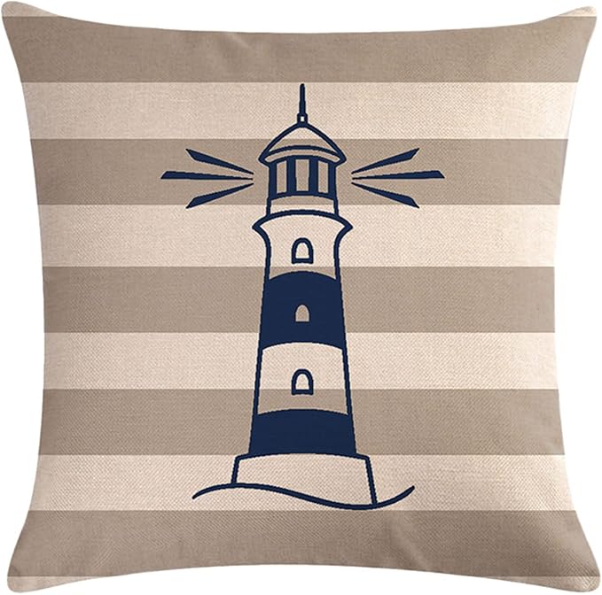 7COLORROOM 4Pack Nautical Decor Pillow Cover Navy Blue Coastal Sailing Compass Anchor/Sailboat/Navigation Cushion Cover Coastal Beach House Decor Pillowcases 18”x18” for Sofa Couch Patio