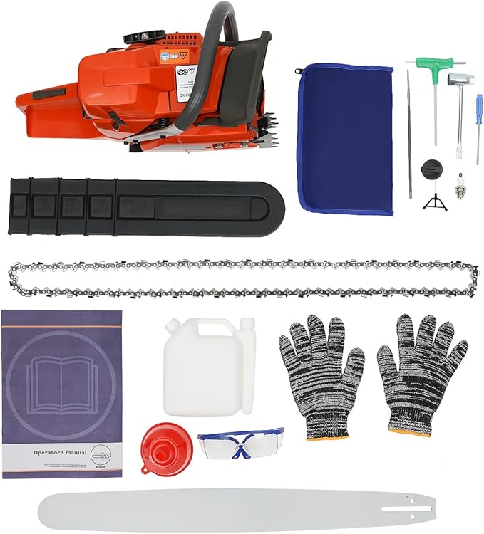 Gas Chainsaw, 71CC 3.9kw Handheld Cordless Petrol Chain Saw with 18.6OZ Fuel Tank, 28" Gas Powered Chainsaw for Garden Pruning, Tree and Wood Cutting, Thickened Blade Design, 10000rpm high speed