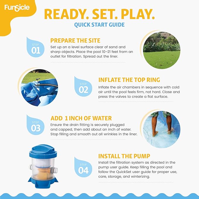 Funsicle Quickset Designer 10' x 30" Round Above Ground Swimming Pool, with FiltraBoost 400 GPH Filter Pump, Type I Filter Cartridge & Repair Patch, Triple Basketweave Print