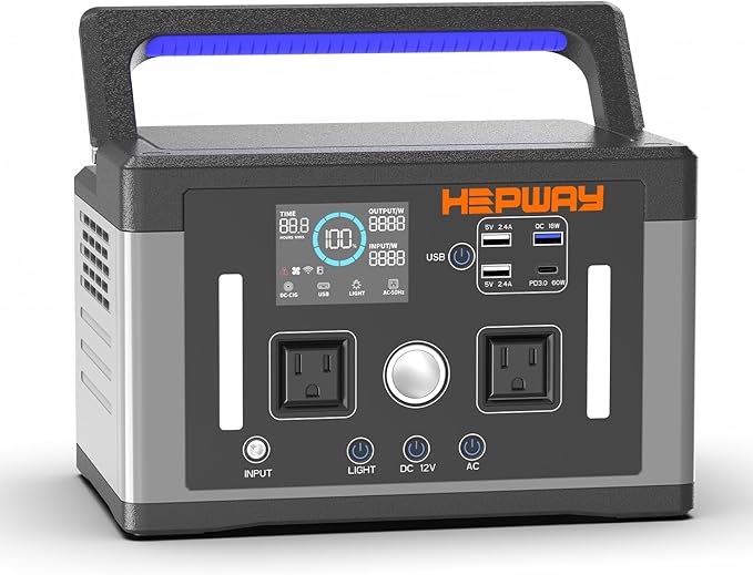 700W 577Wh Portable Power Station, 120V Pure Sine Wave AC, PD 60W Fast Charge Solar Generator, 1000W Surge Inverter Power Bank Home Backup Battery for CPAP, Camping, RV, Outage