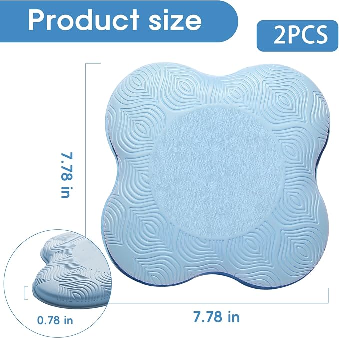 2 Pack Yoga Knee Pads Mat Set - Extra Thick Foam Kneeling Pad Cushion for Knees, Elbows, Wrists, Head - Yoga Essentials for Women Men, Non-Slip Pilates, Meditation, Floor Workouts