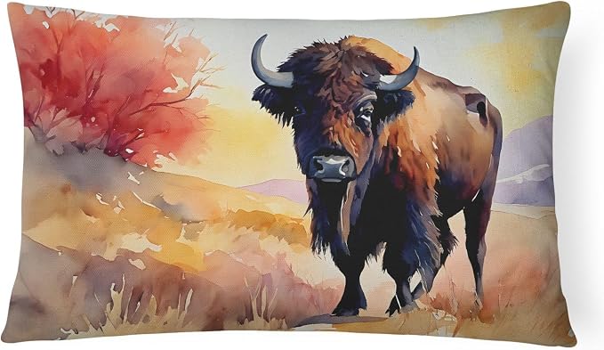 Caroline's Treasures DAC2872PW1216 American Bison Throw Pillow Machine Washable, Indoor Outdoor Decorative Pillow for Couch, Bed or Patio, 12HX16W