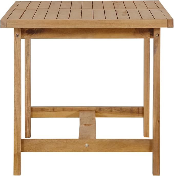 VilroCaz 5-Piece Outdoor Acacia Wood Outdoor Dining Set, All-Weather 59'' Rectangular Table with Umbrella Hole and 4 Armchair for Patio Lawn Garden Poolside (Natural-U27)